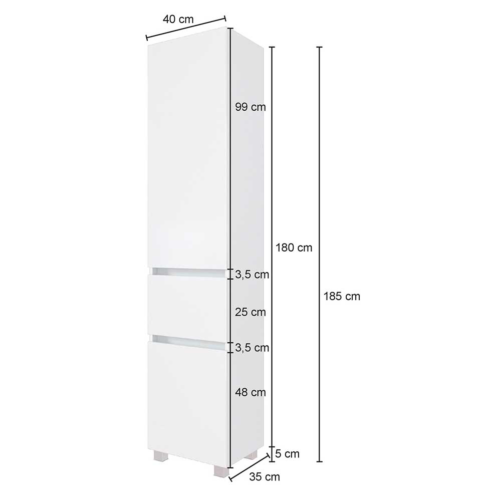 Moderner Hochschrank fürs Bad 40x180x35 cm - Misbonas