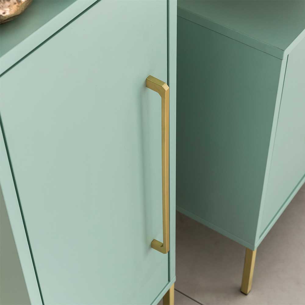 31x131x22 Badschrank in Mintgrün & Gold - Aparcian