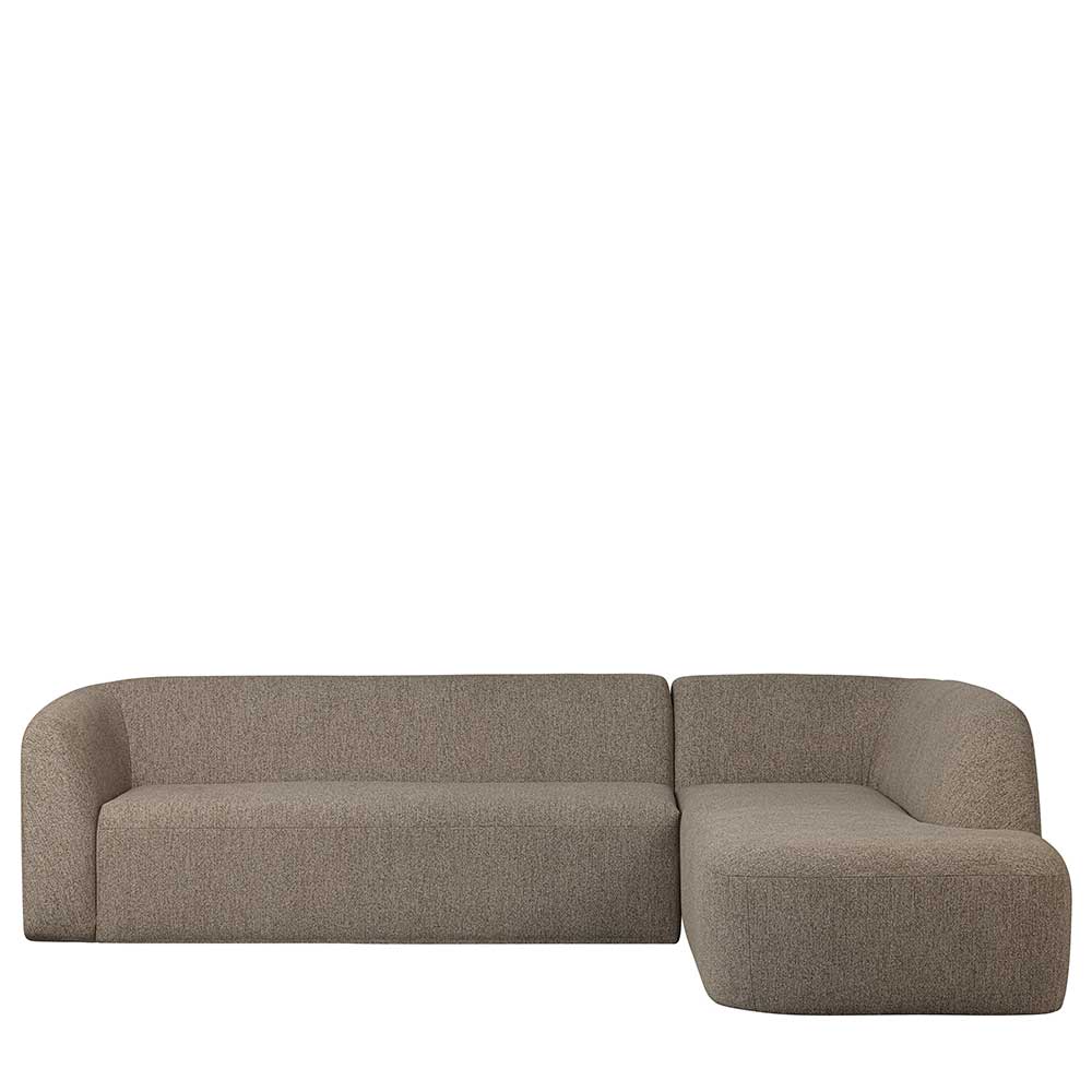 Ecksofa in Hellbraun Chenille Bezug - Acira