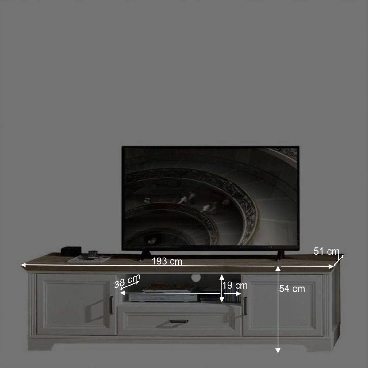 Landhaus TV Lowboard & Wandregal Set - Sinolita (zweiteilig)