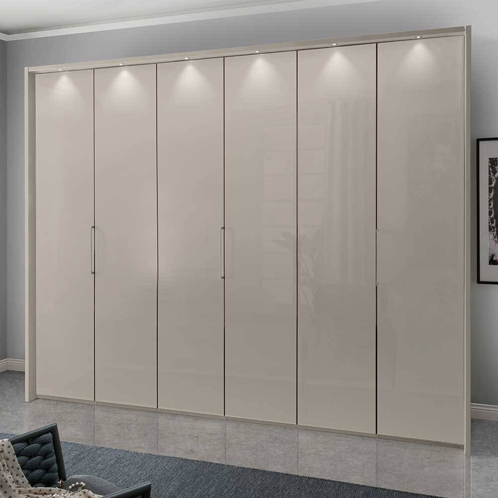 Kleiderschrank in Beige mit Glasbeschichtung - Lena