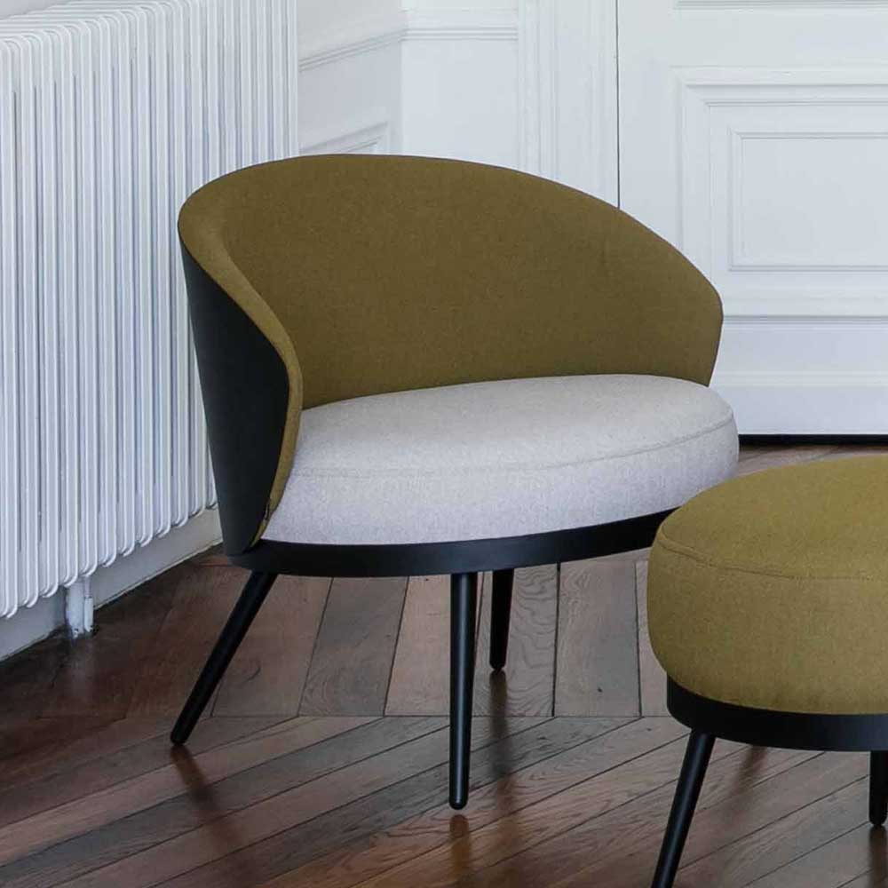 Design Lounge Sessel in Khaki & Schwarz - Racelyn