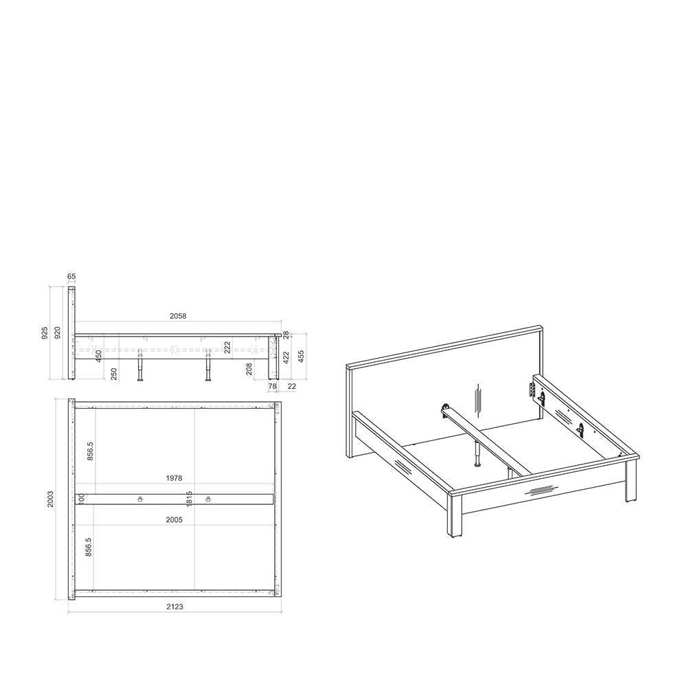 Stylisches Schlafzimmer in Pinie Weiß & Anthrazit - Tramos (vierteilig)