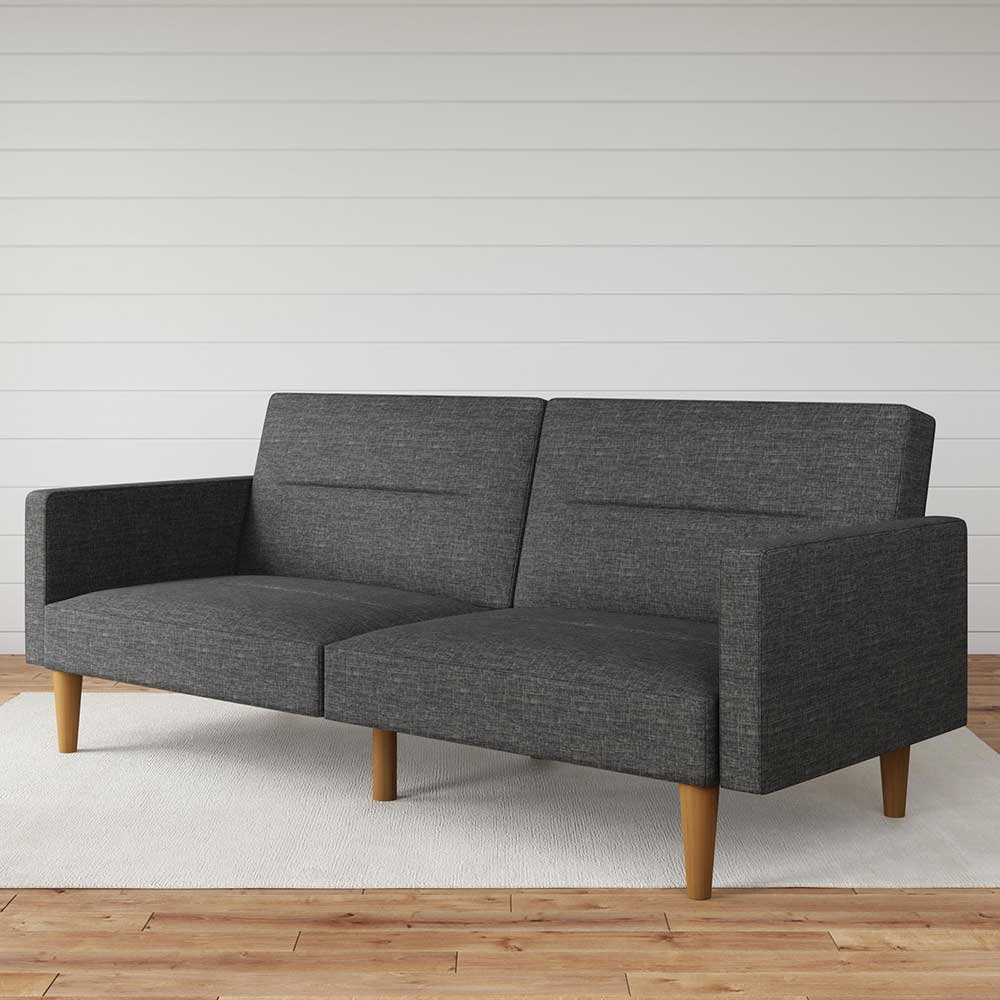 Dreisitzer Schlafsofa in Grau und Holz Natur - Maragas