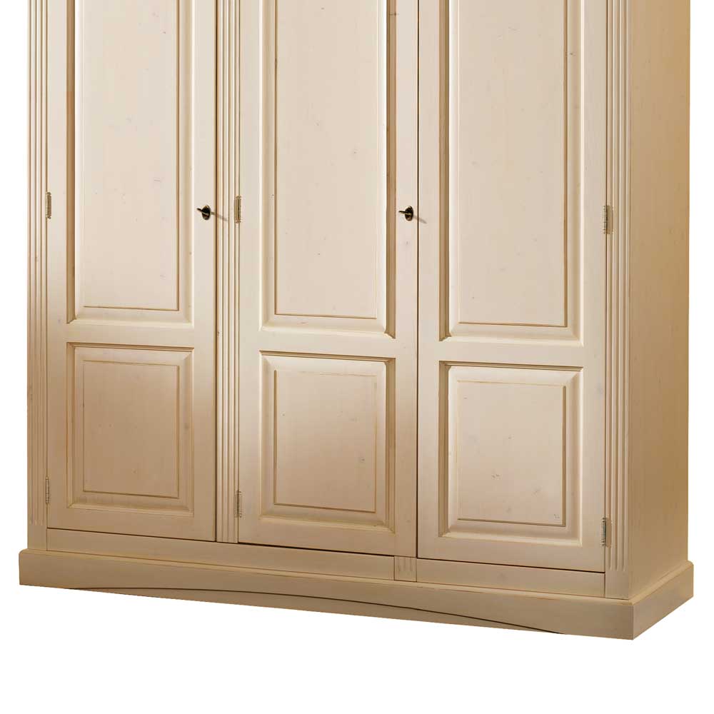 Massivholz Kleiderschrank Jaif in Creme Vintage