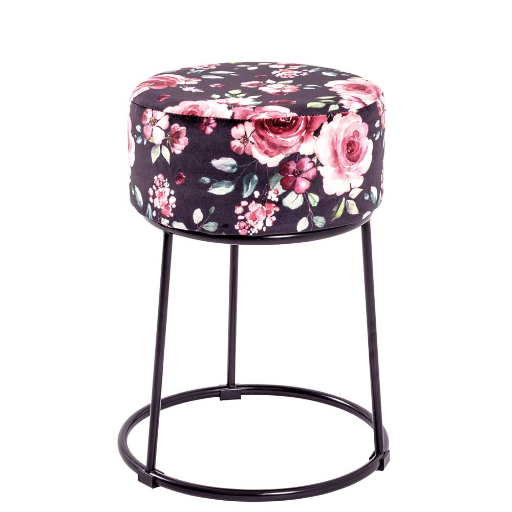 Hocker mit Samt Rosen Motiv - Henrics