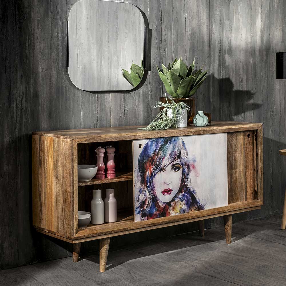 Schiebetüren Sideboard mit Motiv Frau mehrfarbig - Mengiz