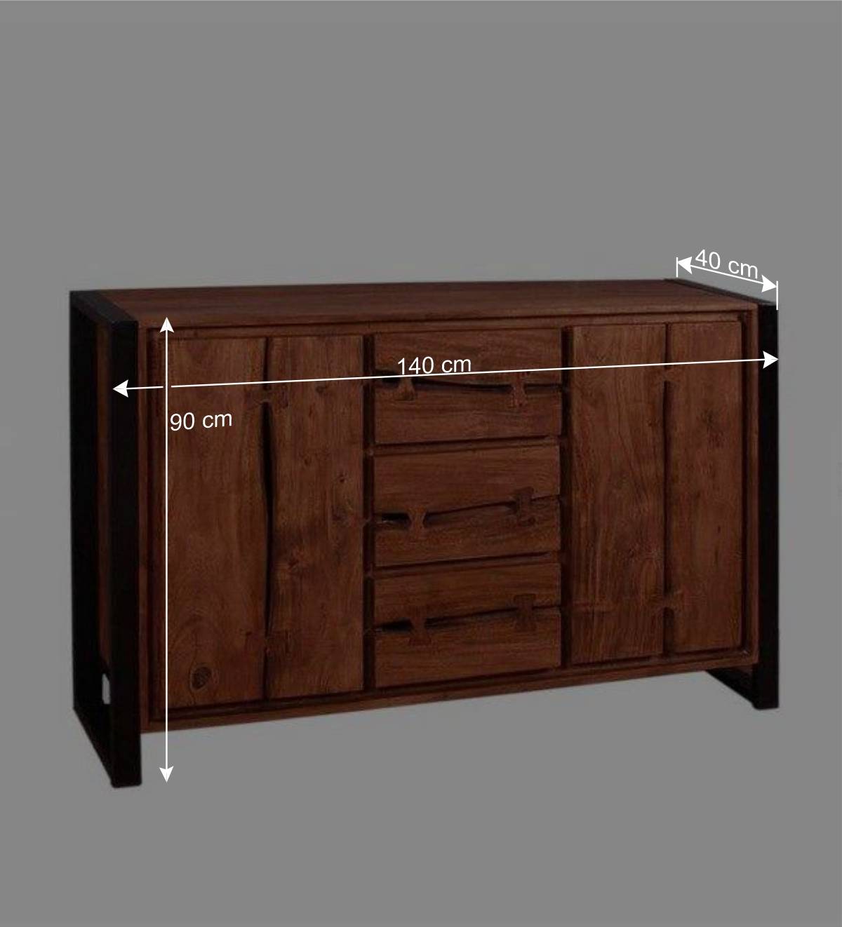 Industry Sideboard aus Akazie Cognac Smantana & Metall Schwarz