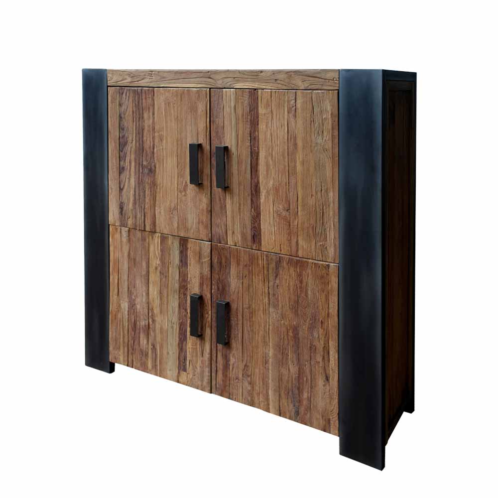 Highboard Bleska aus massivem Holz und Metall