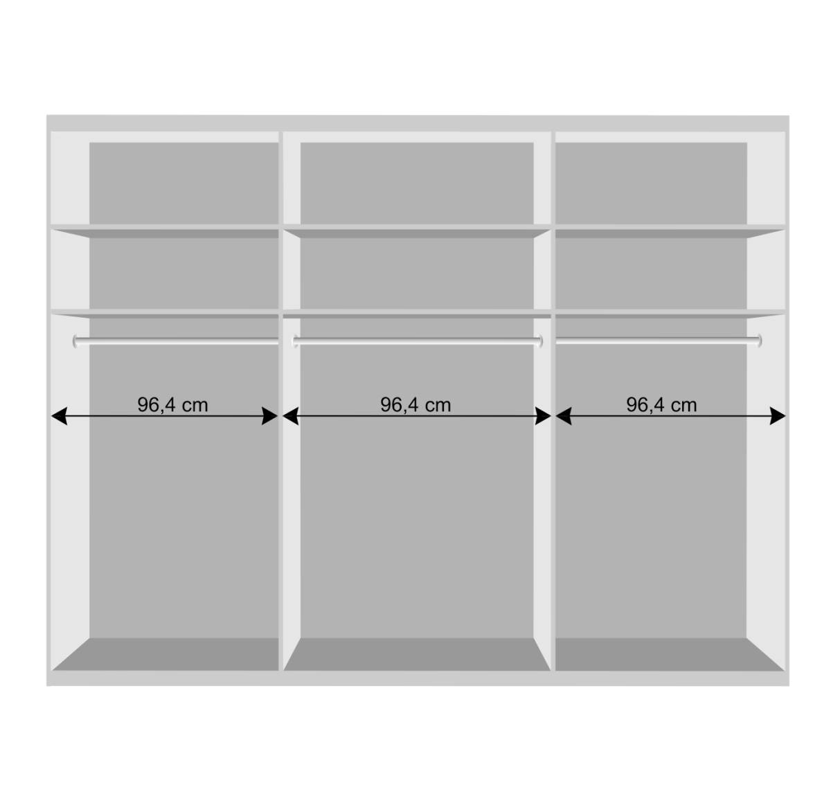 3-türiger Schwebetürenschrank in Weiß - Elisabeth