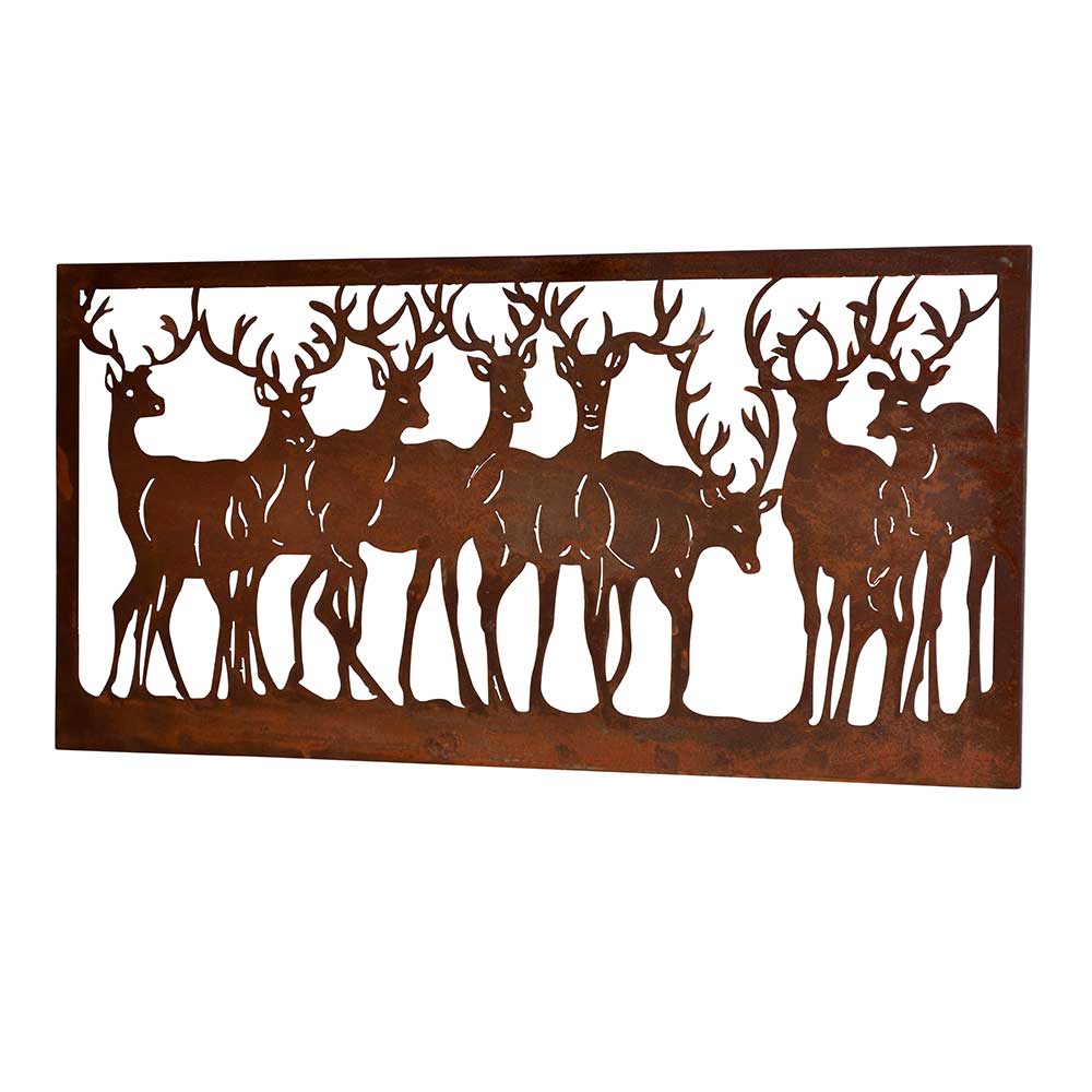 Wandbild Hirsch Silhouetten Rost Look - Chadey