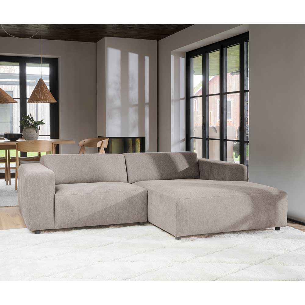 L-Sofa in Beige Stoffbezug - Adamantia