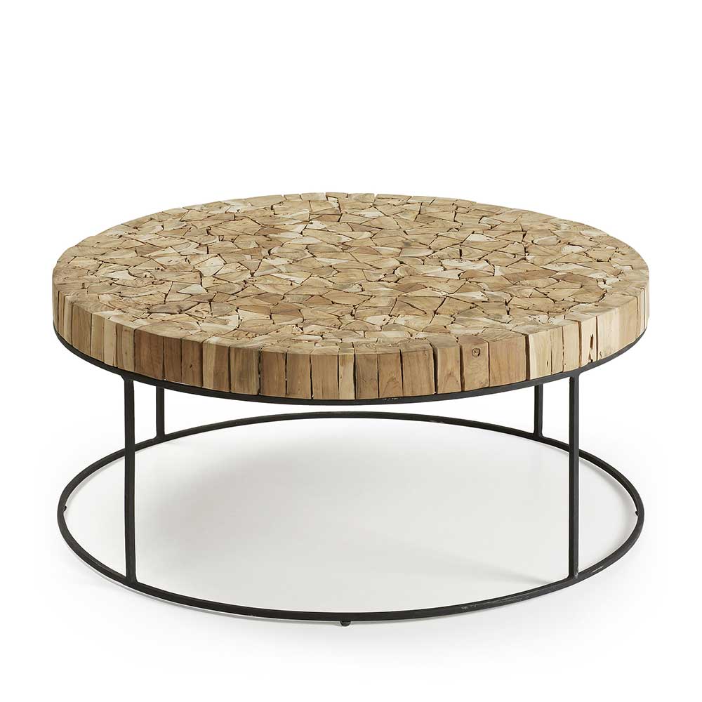 Designer Couchtisch Zyorenica mit Mosaik-Platte Teak Altholz