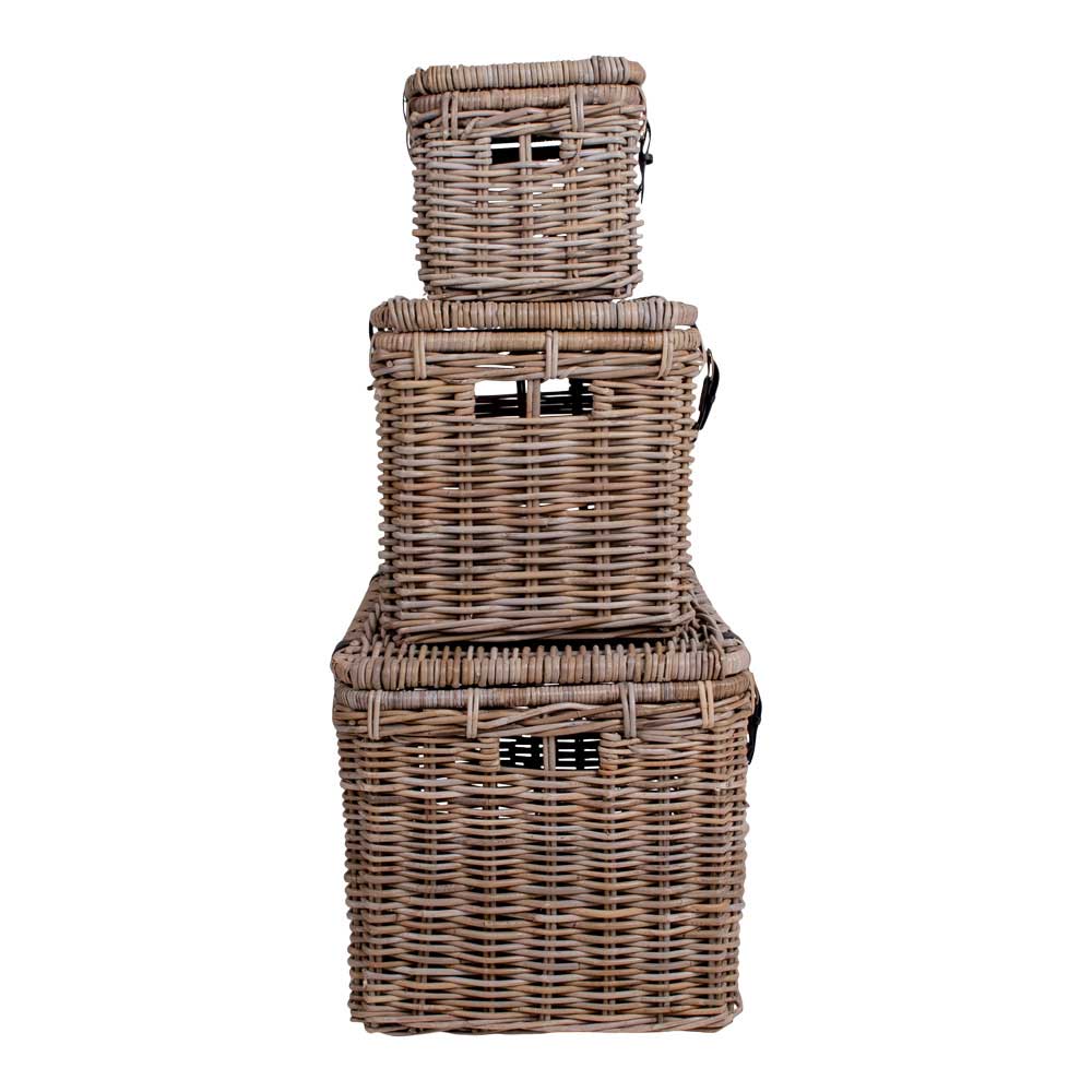 Landhaus Rattan Truhen Set - Speccia (dreiteilig)