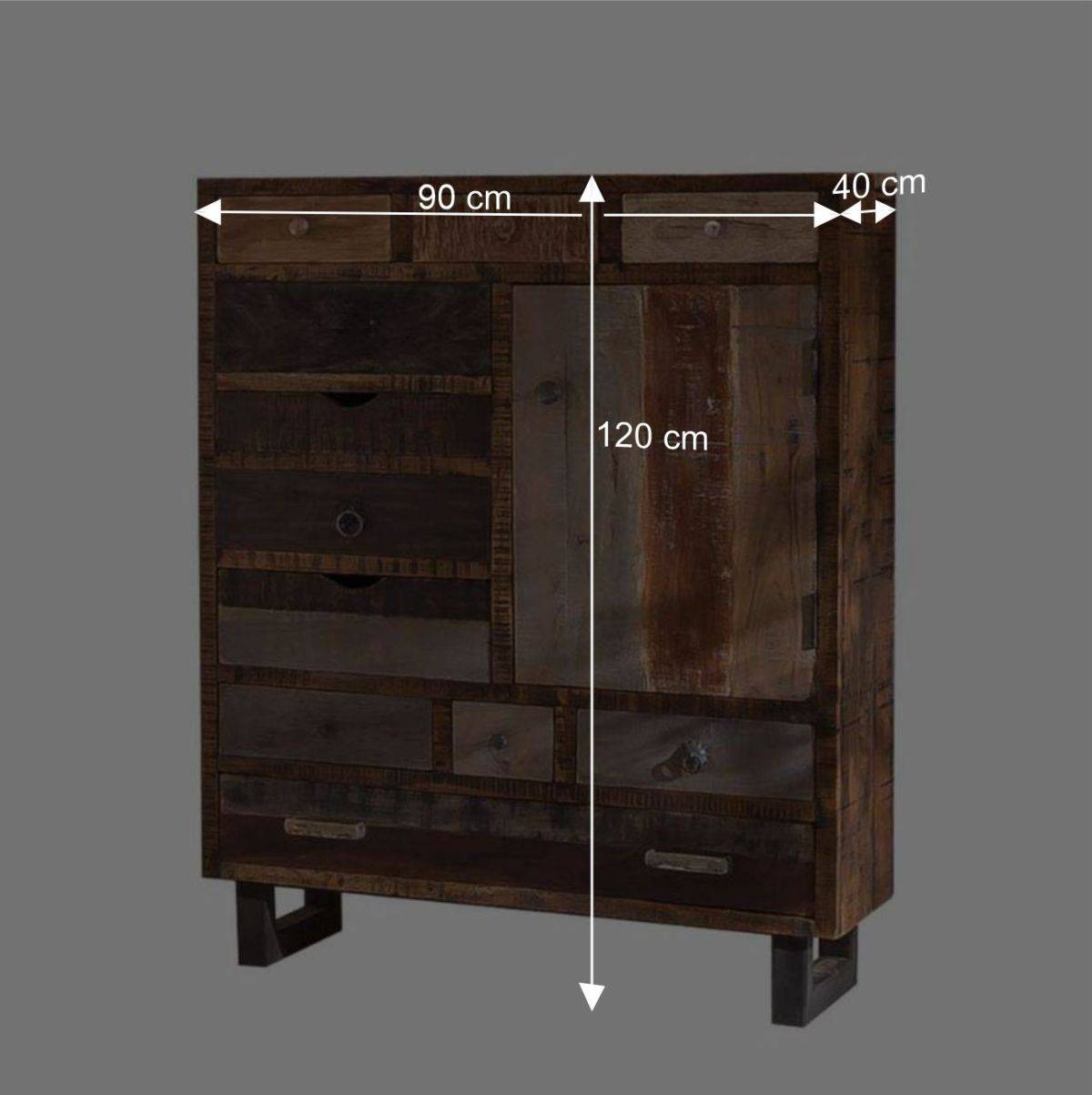 90x120 Highboard mit 11 Schubladen - Bahiro