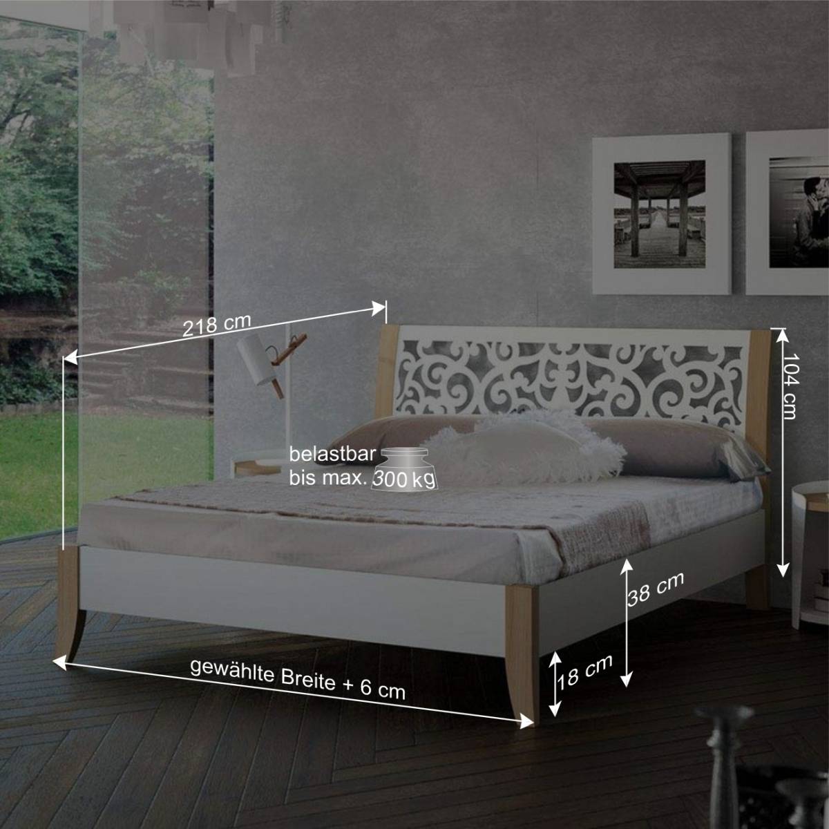 Designerbett Briola in Weiß Metall