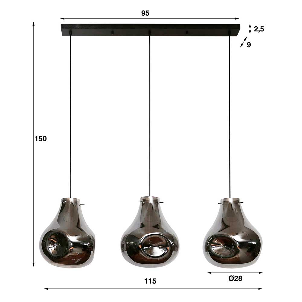 Pendelleuchte mit drei Tropfen Design Schirmen - Vincent