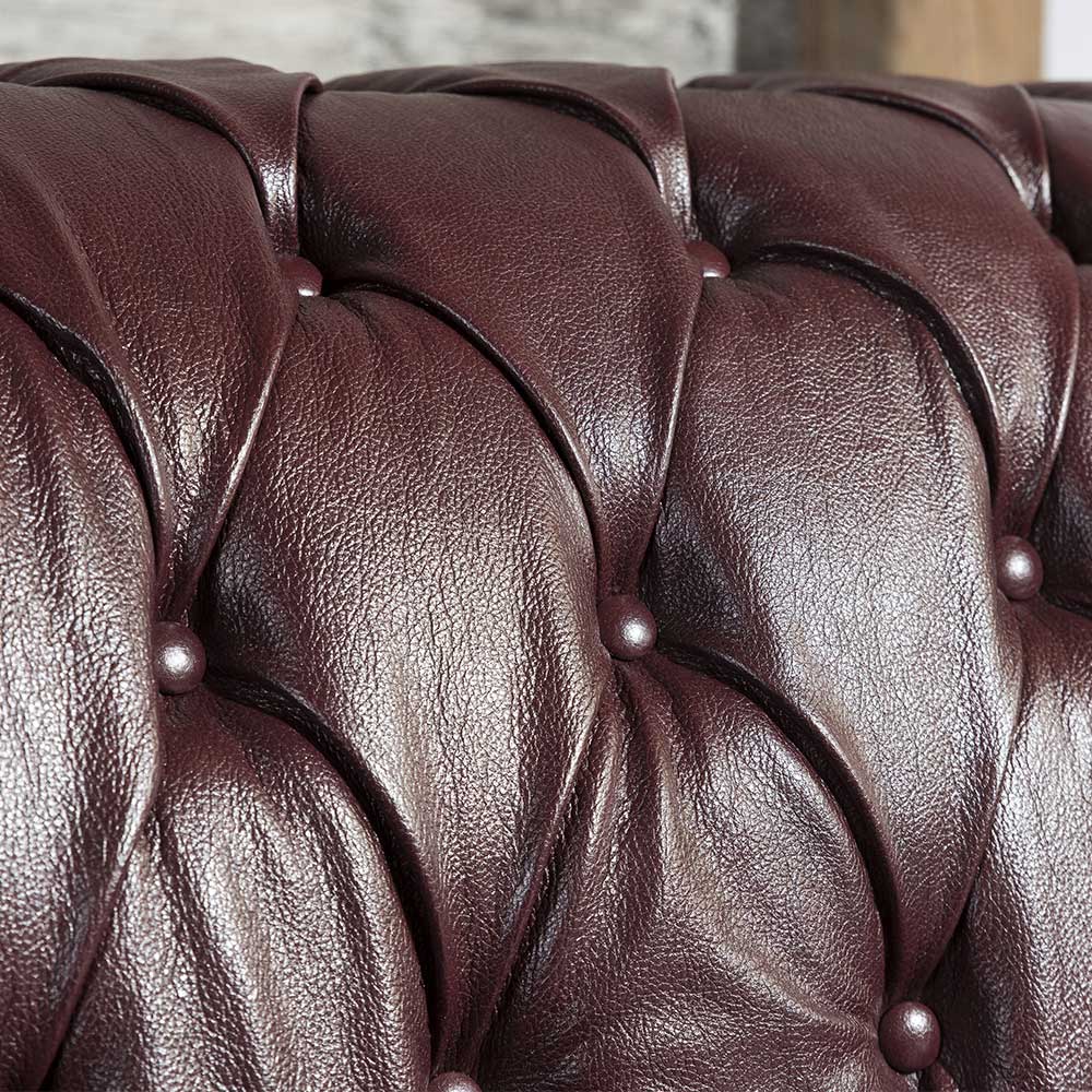 Chesterfield Ledercouch in Rotbraun - Geoloro