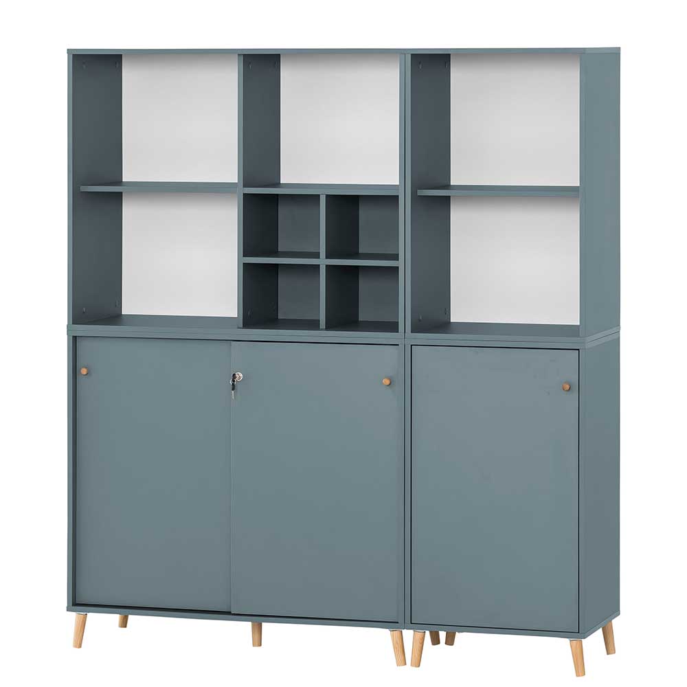 Eleganter Office Schrank in Petrol Blau - Baiamare