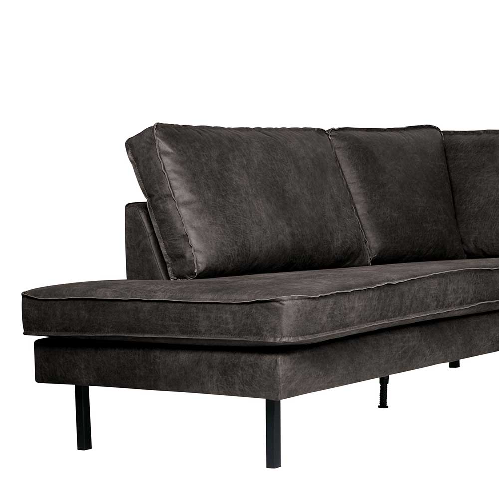 Retro Ecksofa Rundecke in Schwarz - Avonita