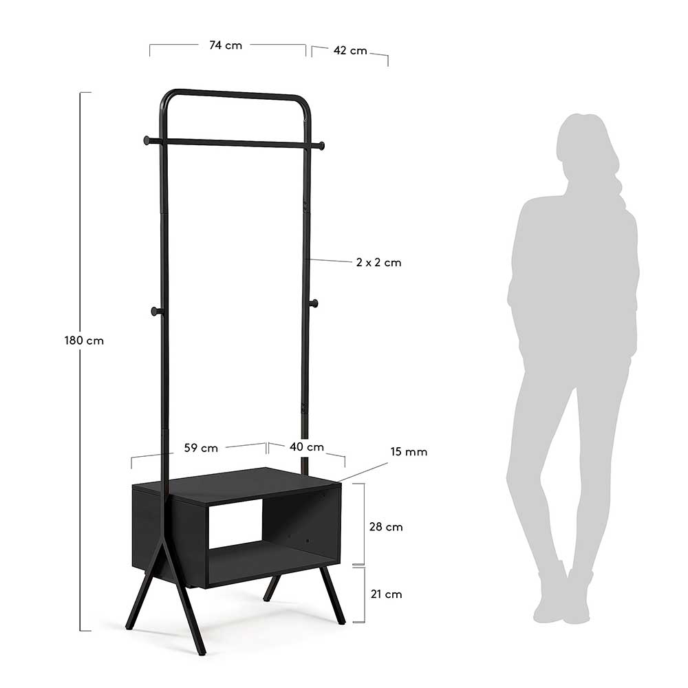 74x180x42 Standgarderobe mit Schuhablage - Bados