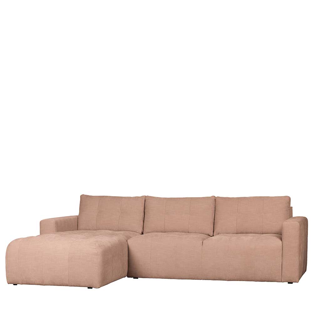 Ecksofa Polsterecke in Rosa Stoff - Janluca