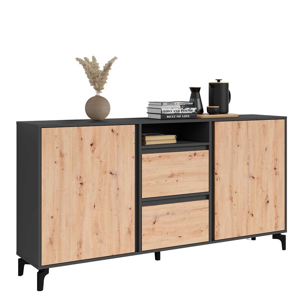 Design Sideboard in Wildeiche NB & Anthrazit - Kiss