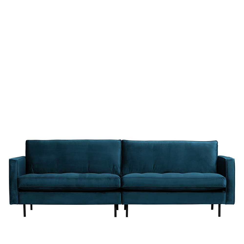 275x83x88 Sofa mit blauem Bezug aus Samt - Cumagon