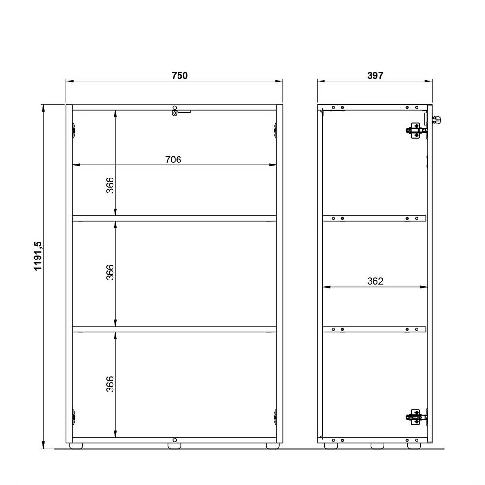 75x120x40 Doppeltür Aktenschrank abschließbar - Secrema