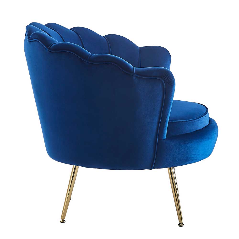 Muschel Design Sessel in Blau Samtbezug - Dotagon