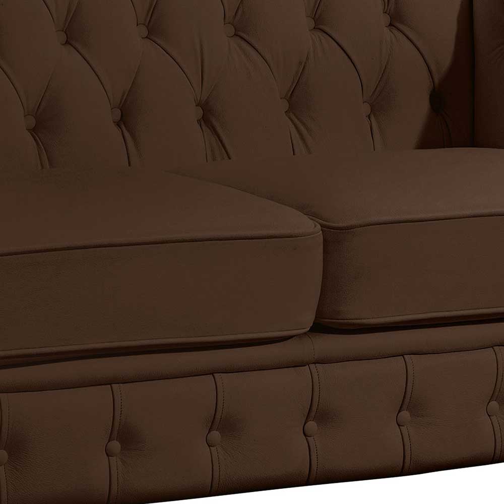 Chesterfield Kunstledercouch in Braun - Cementa