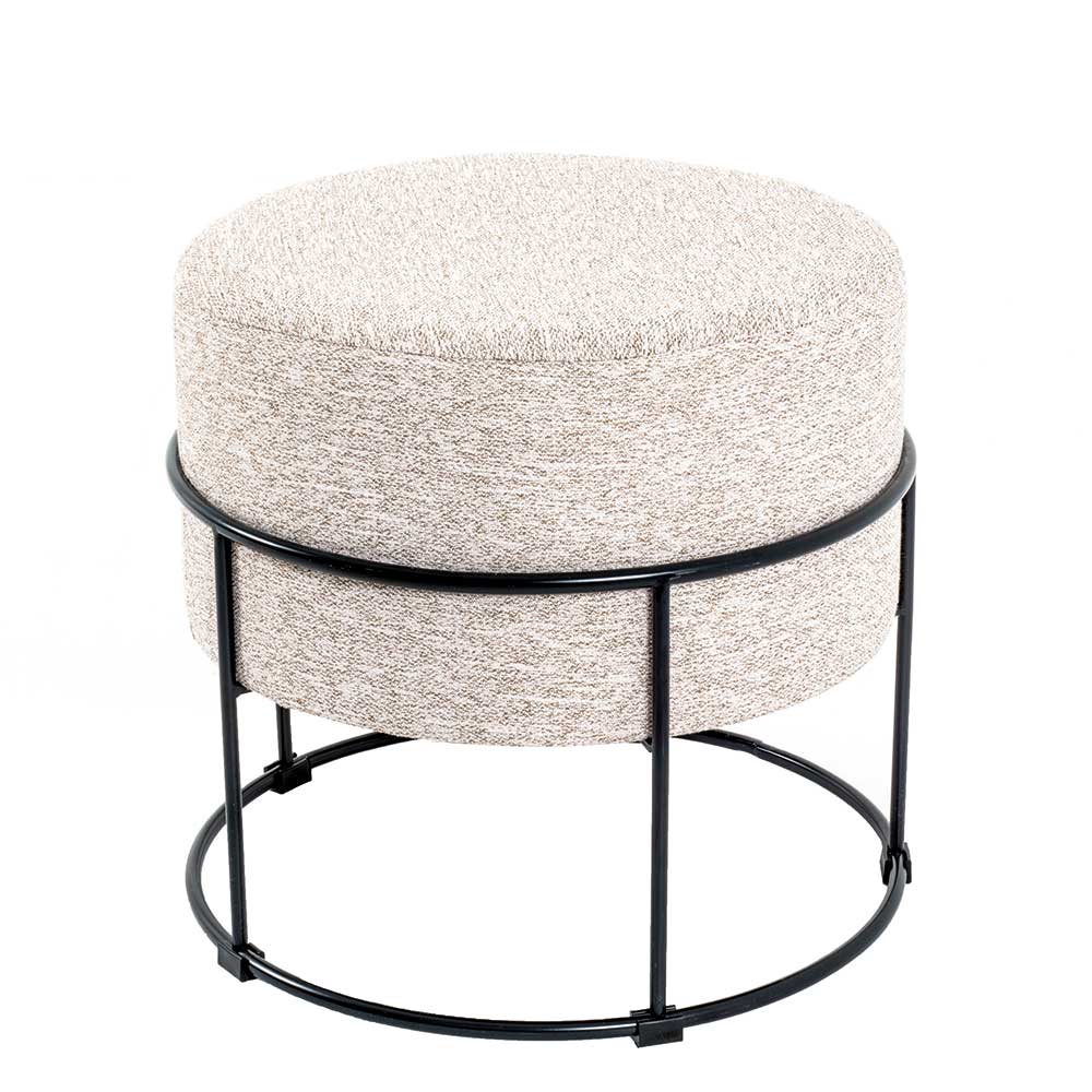 Hocker in Beige meliert Stoff - Zimbu