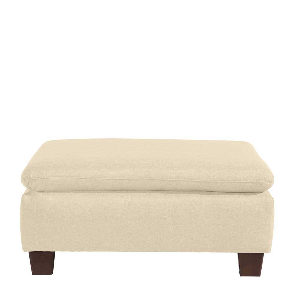 Stoffhocker in Beige mit Nussbaum Braun - Nando