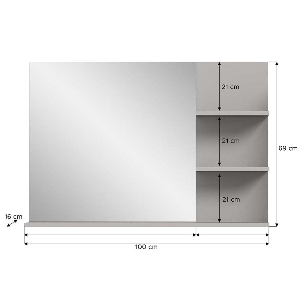 Badspiegel in Grau mit Ablagen - Racapulco
