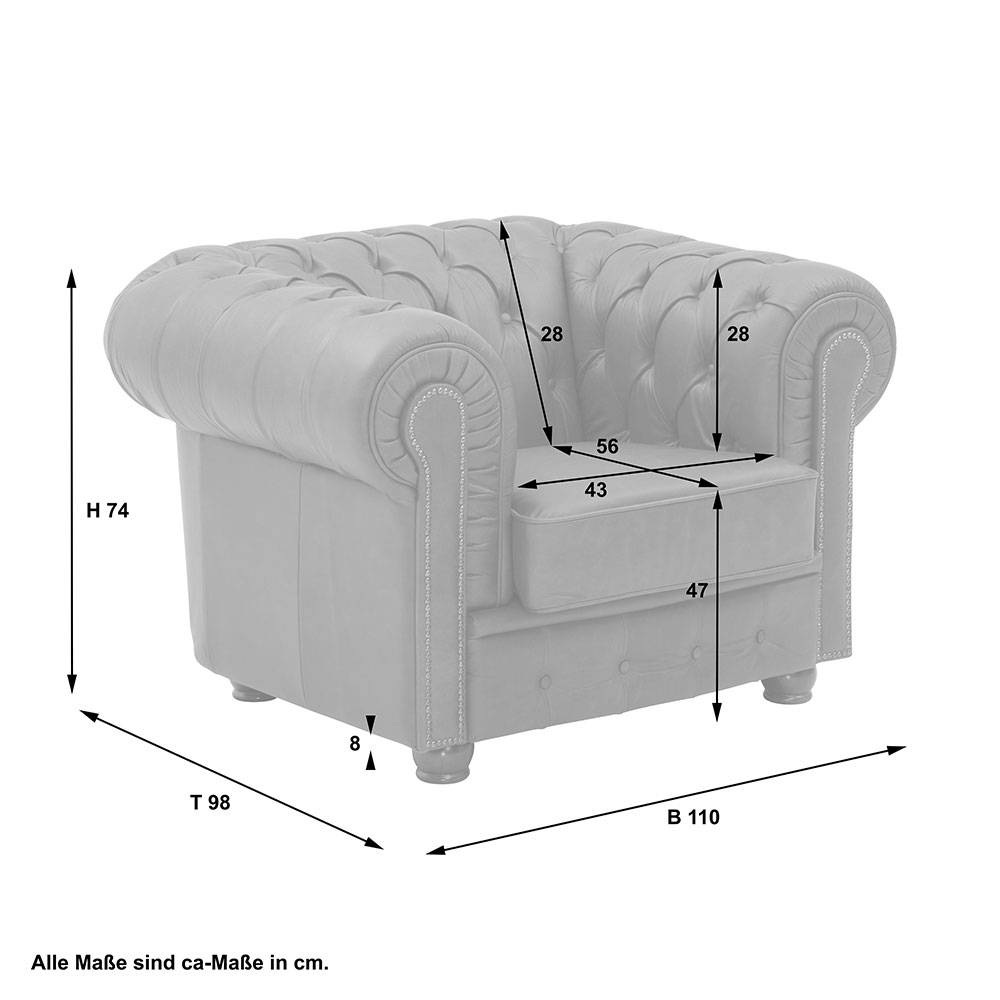 Brauner Chesterfieldsessel mit Lederbezug - Pluna