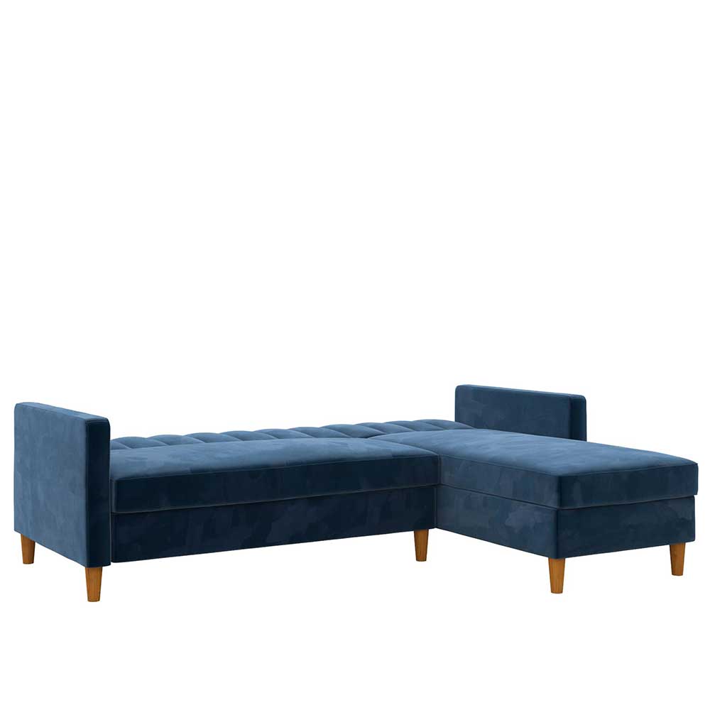 L-Schlafsofa in Blau Samt - Astomon