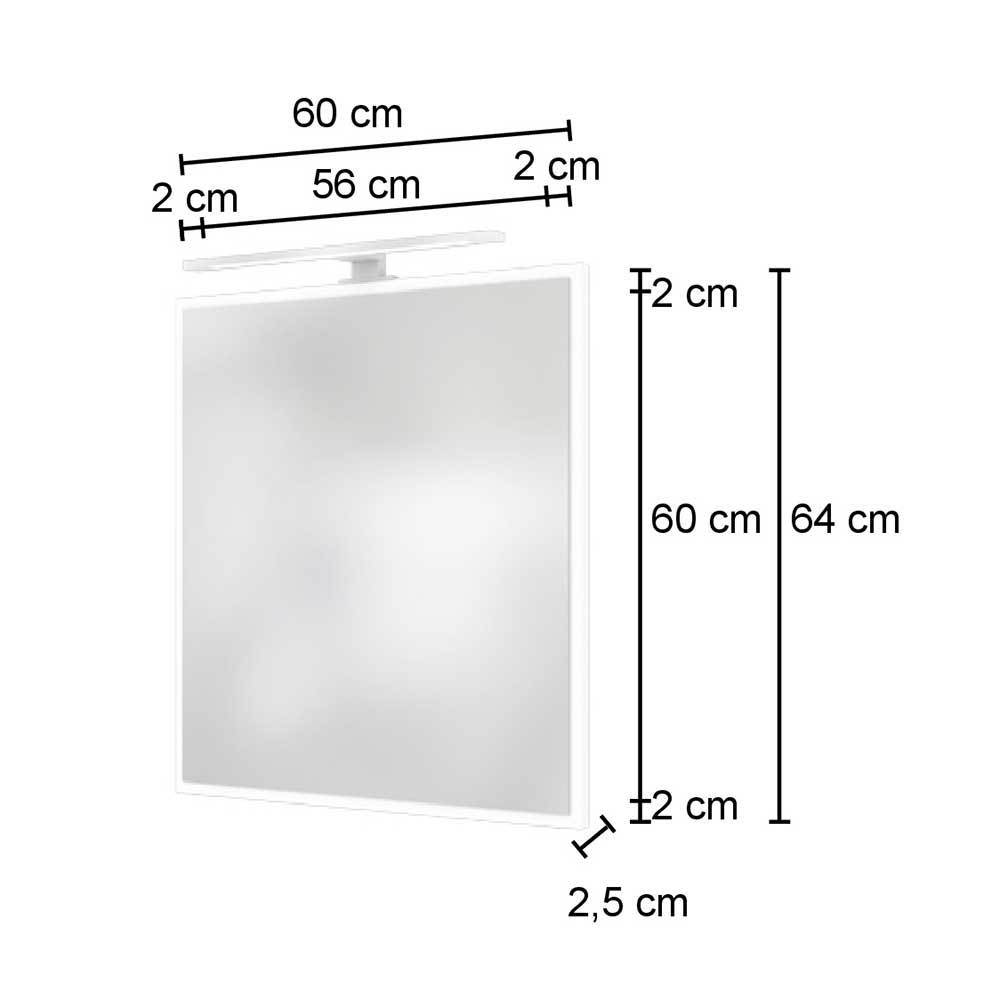 60x64 cm Bad Spiegel in Eiche Grau - Nitusa