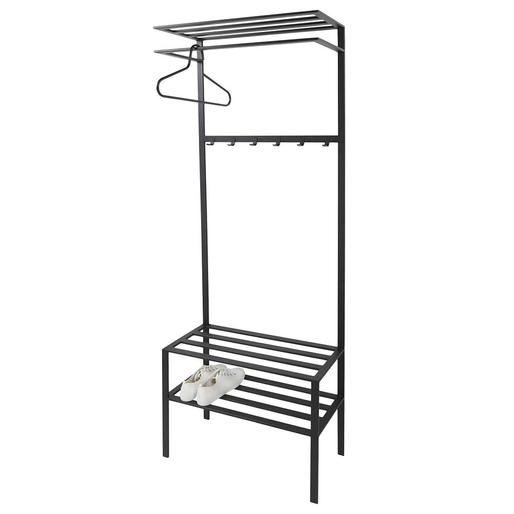 70x178x29 Kompaktgarderobe aus Stahl in Schwarz - Cellja