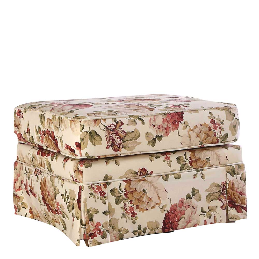 74x52x60 Polsterhocker mit Blumen Stoff - Kammas