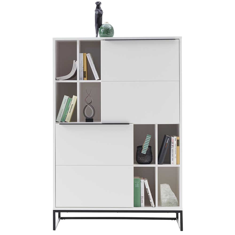 Weißes Highboard mit 8 Fächern & 2 Türen - Enkraja