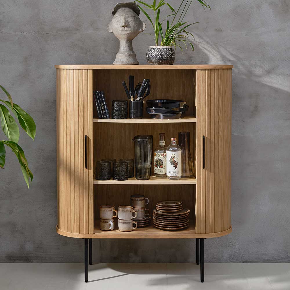 Skandi Highboard oval mit Schiebetüren - Teorina