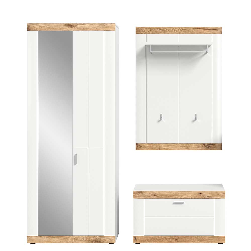 Flurschrank & Garderobe & Bank Set - Hihat (dreiteilig)