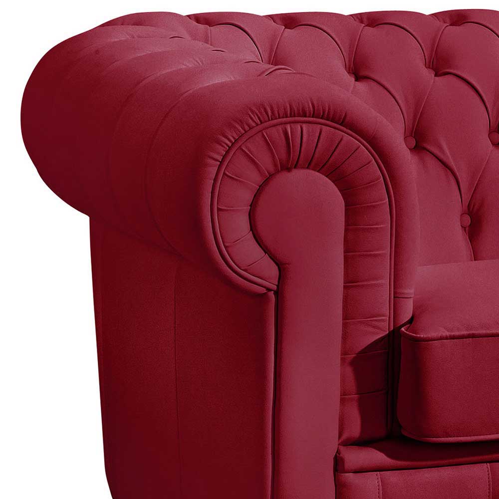 Rotes Ledersofa im Chesterfield Design - Geoloro