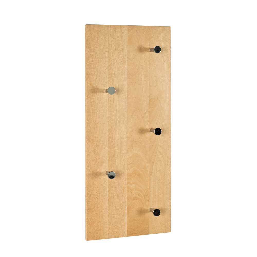 Wandgarderobe mit 5 Haken Loove aus Buchenholz