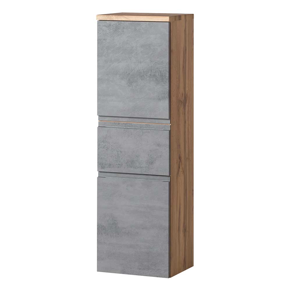 130x40x35 cm Midi Badschrank in Beton & Wildeiche - Mia