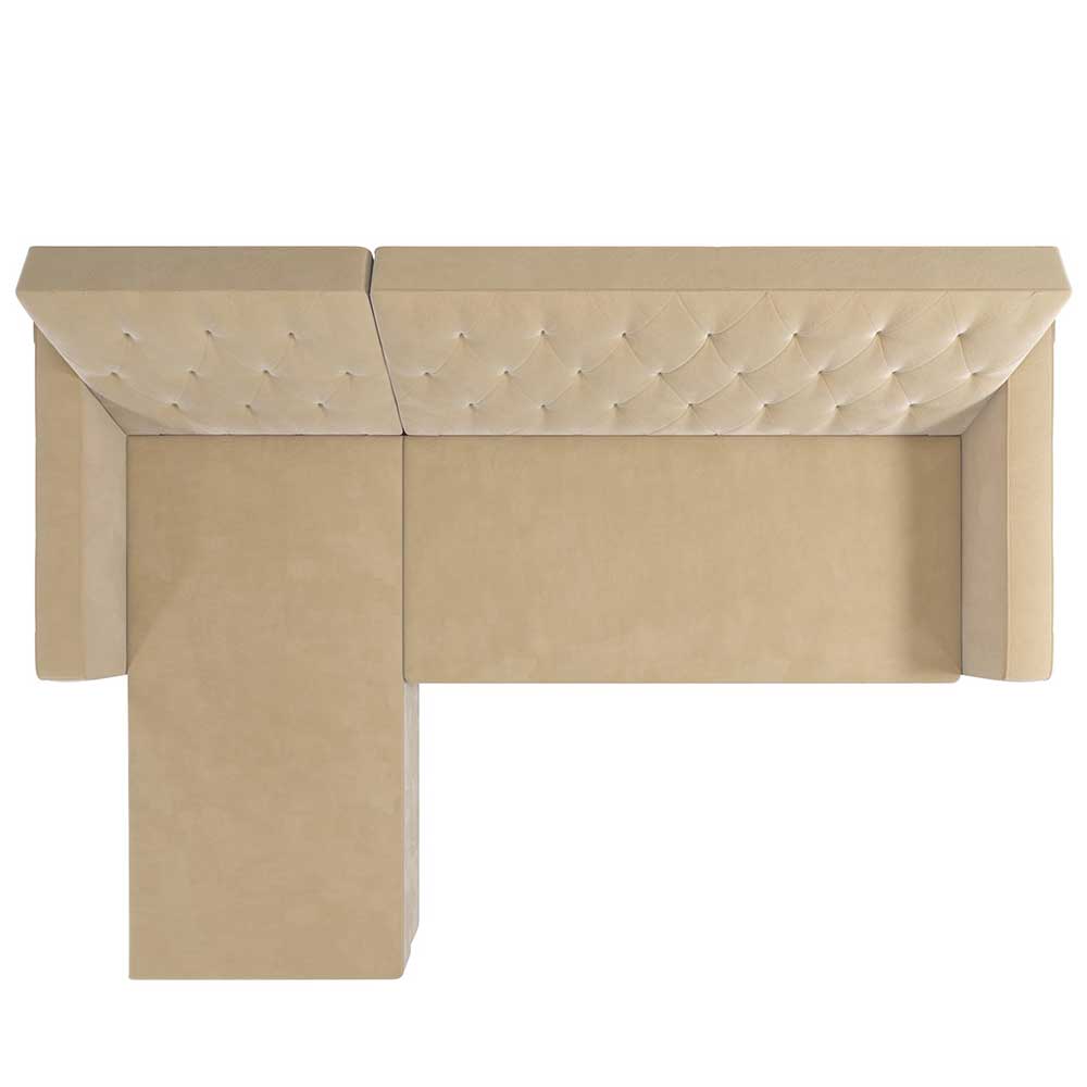 Ecksofa mit Bettfunktion in Creme Samt - Mikolos