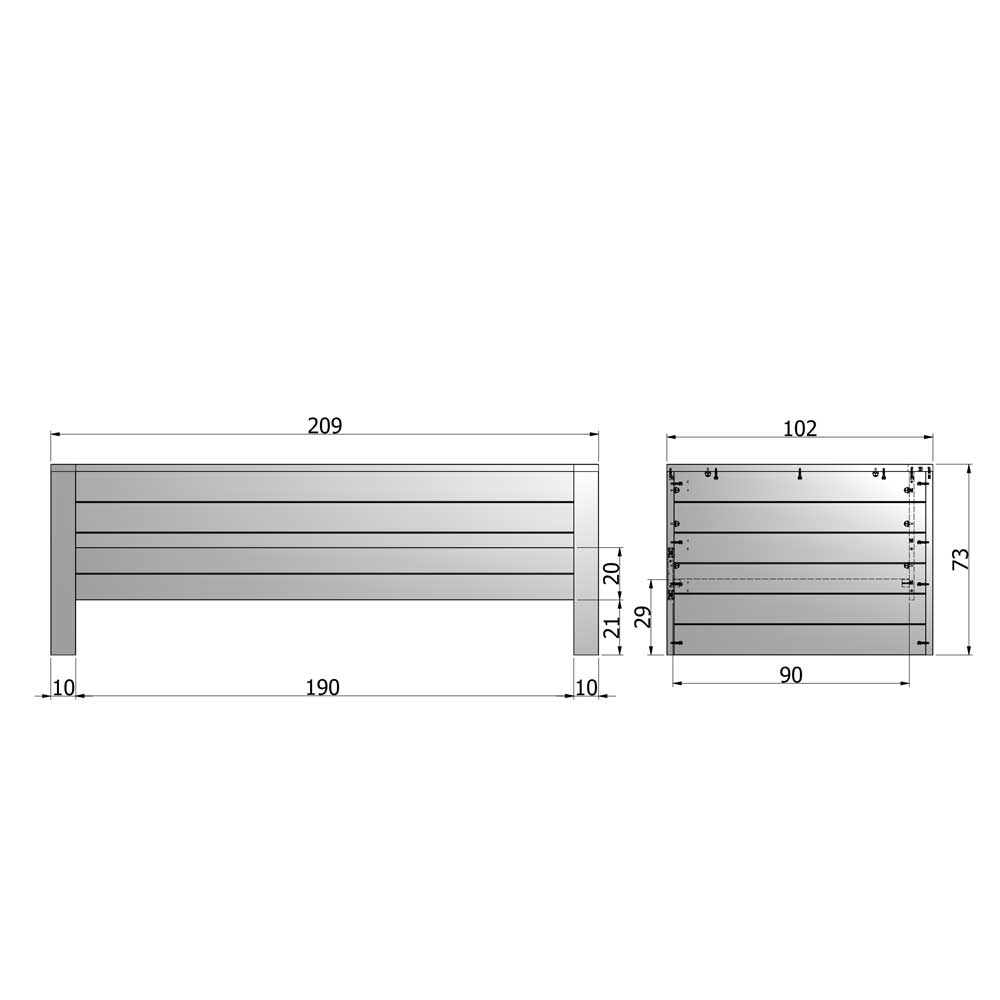 Massivholz Sofabett Brasdon in Beton Grau