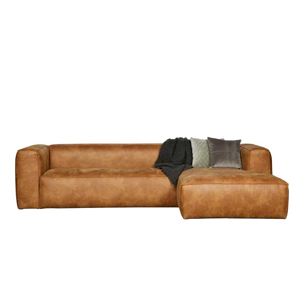 Braunes Ecksofa aus Leder recycelt Robert 305cm breit