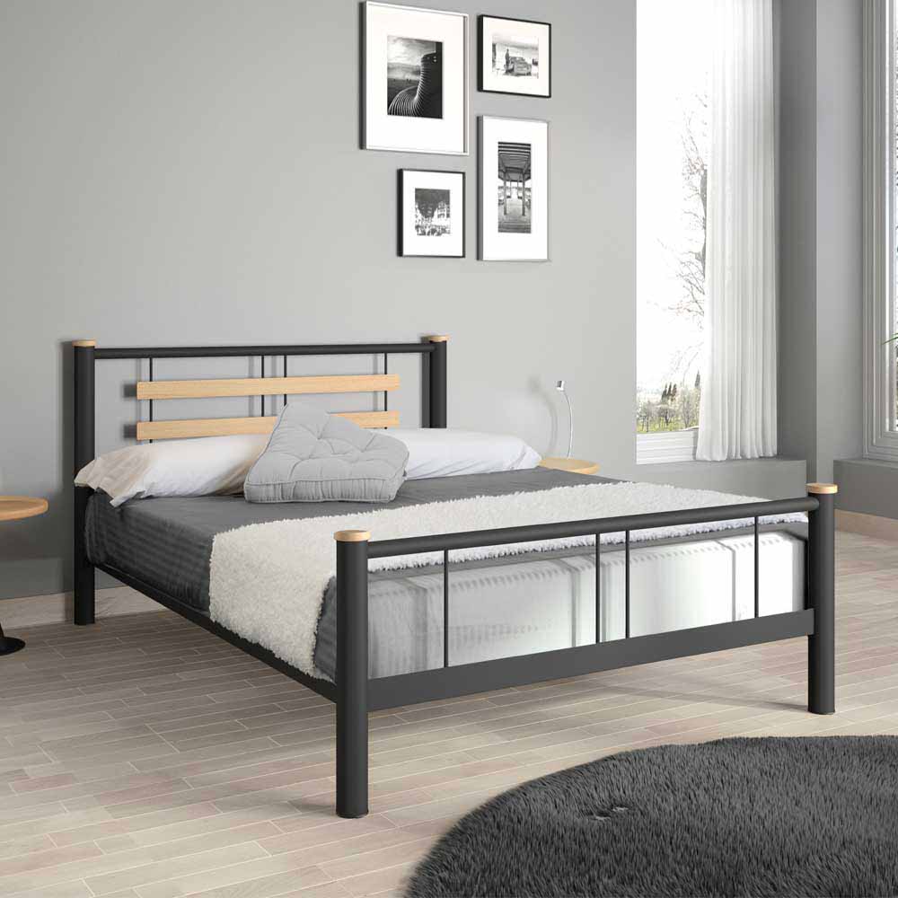 Futonbett Amsolia in Schwarz Metall