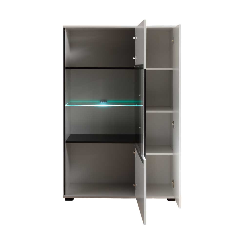 Hochglanz Highboard Jetongos in Weiß Glas